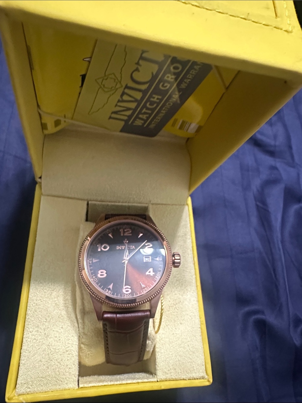 Invicta Men’s Bronze Case Watch with Brown Dial and Leather Strap